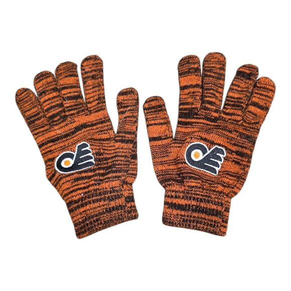 NHL Orange Philadelphia Flyers Big Logo Fan Knit Gloves - Picture 1 of 2